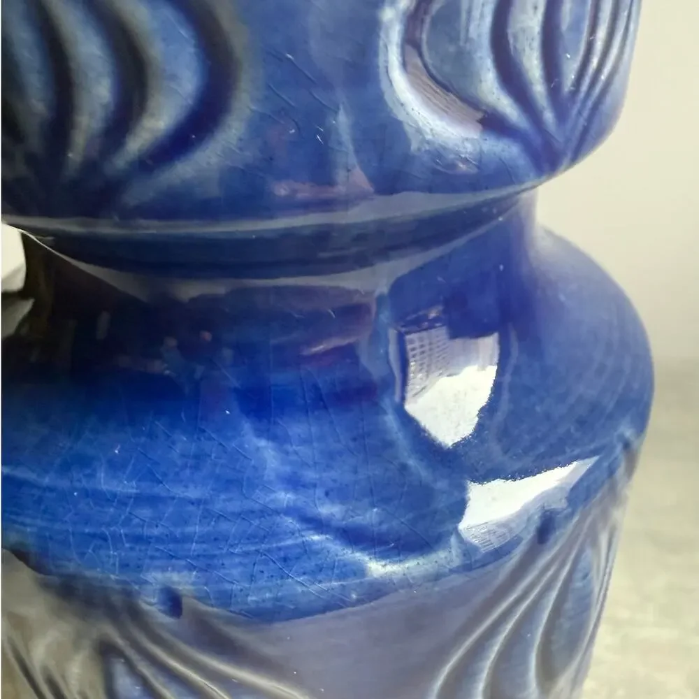 Scheurich 285-23 Amsterdam Blue Ceramic Onion Vase MCM Fat Lava West Germany 70s
